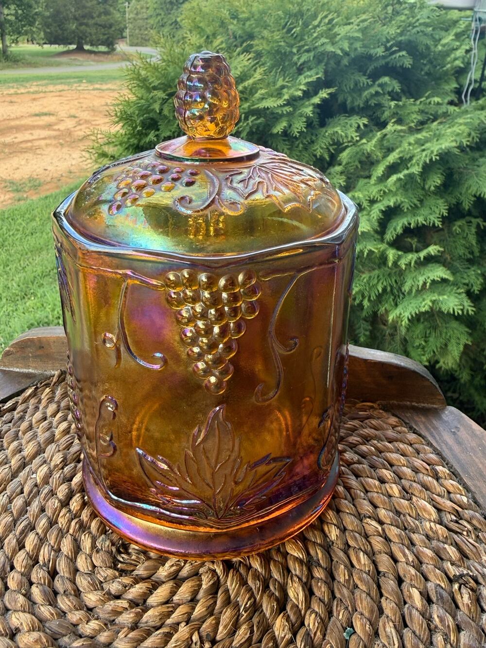 Indiana Glass Carnival Glass Canister in Amber